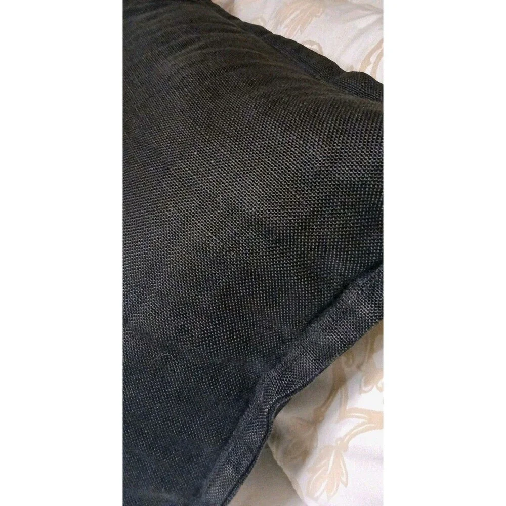 Restoration Hardware RH Heavyweight Linen Pillow Covers 22x22 Black  LOT OF 4